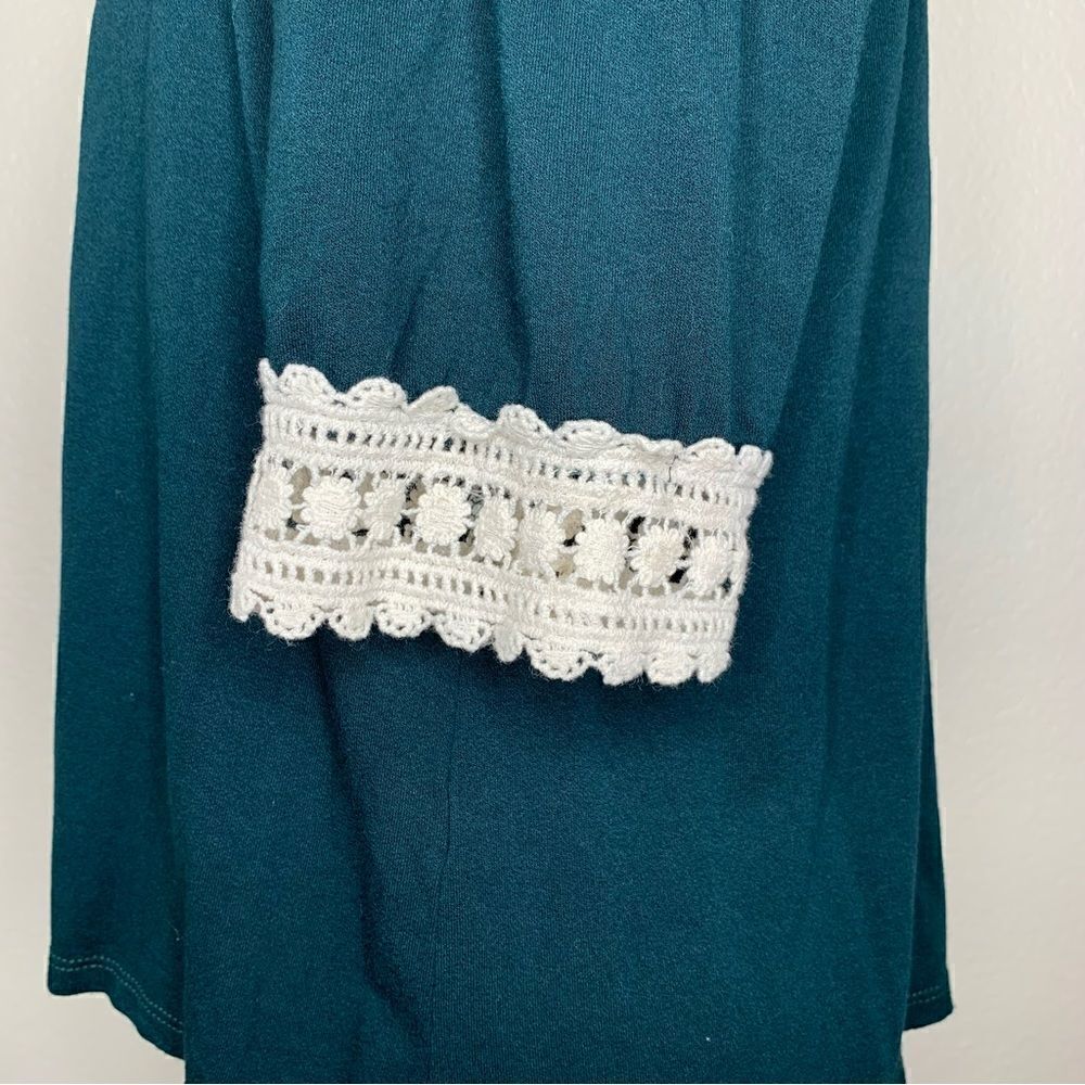 Rainbow & Cupcakes Green Crochet Trim Off Shoulder Top, Sz Small - Picture 6 of 12